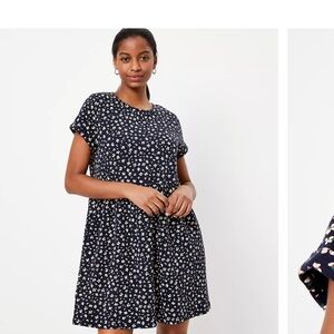 LOFT Blue and White A-line Mini Dress